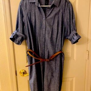 Linen Shirt Dress with wrap around belt.